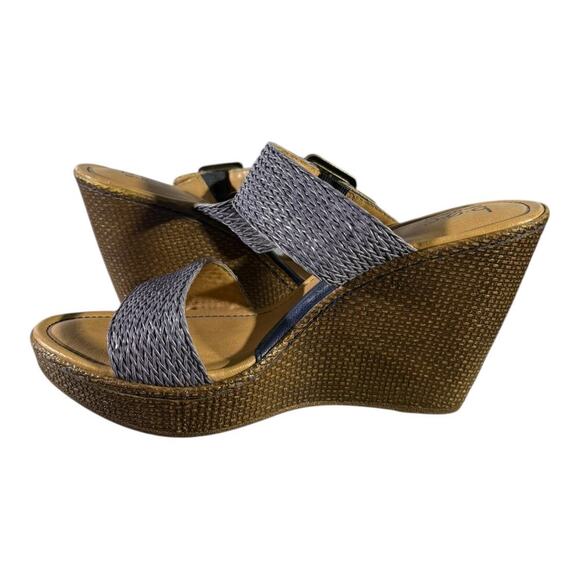 Born On Concept Women’s Wedge Espadrille Blue Brown Size 9 Sandals - Picture 6 of 8